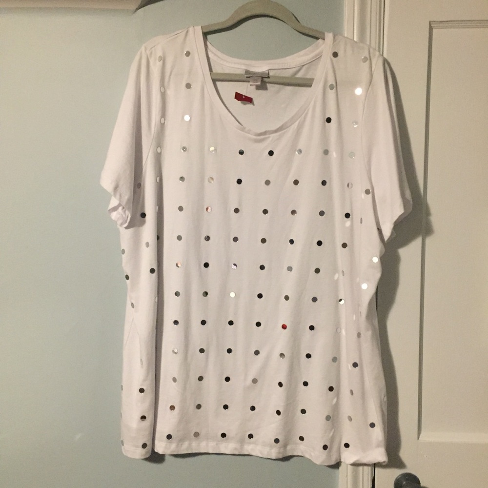 White Shirt with Mirrored Dots NWOT
