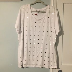 White Shirt with Mirrored Dots NWOT