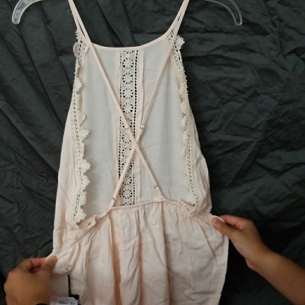 Baby Pink Lace Backless Romper