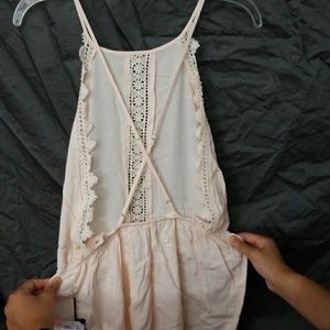 Baby Pink Lace Backless Romper