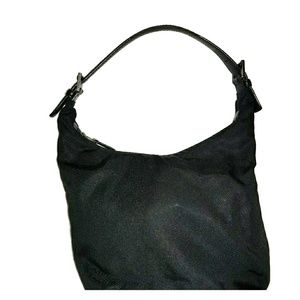 Coach Black Nylon Bucket Hobo Bag w/ Leather Strap