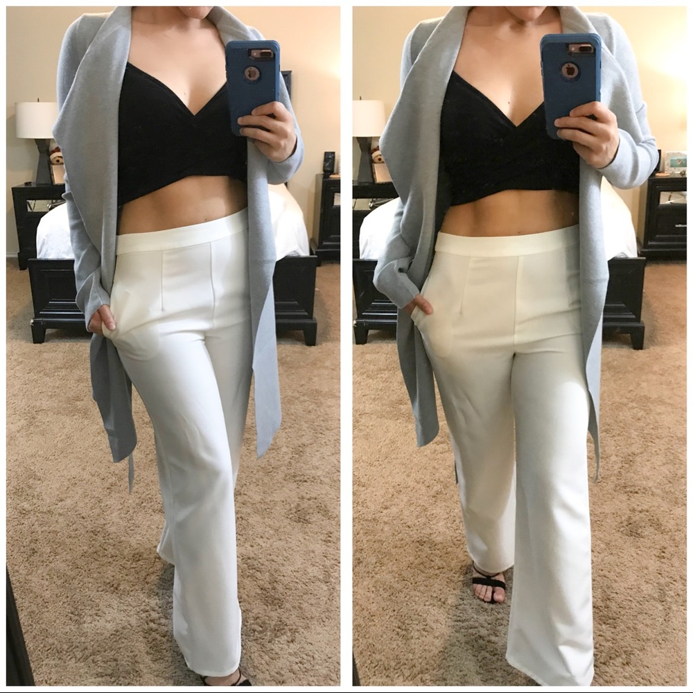 🏷 SALE - High Waist Wide Leg White Pants - Picture 3 of 8