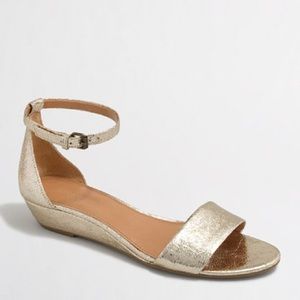 J. Crew gold wedge sandals NWOT