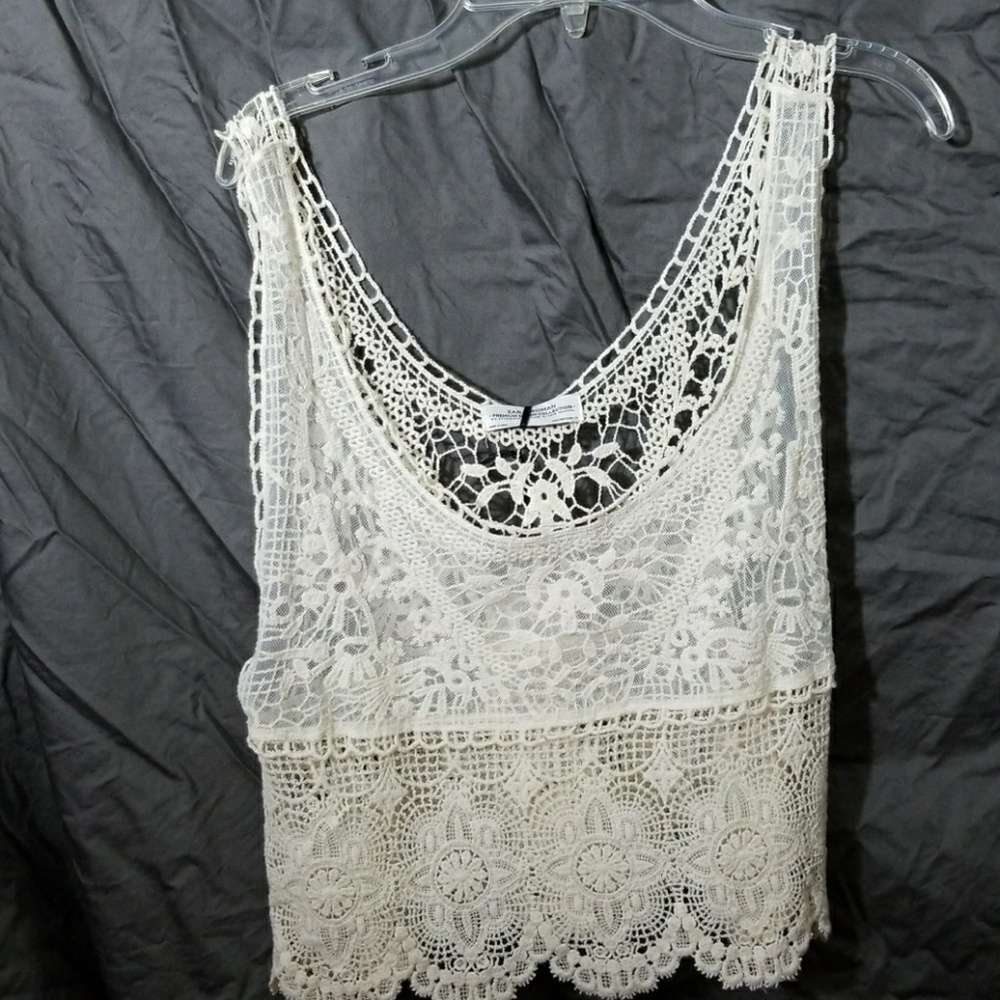 Zara Ivory Croquet Crop Top