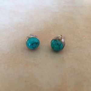 Turquoise fake stone stud earrings