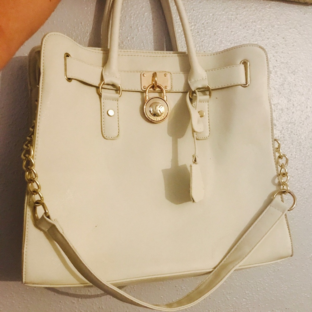 Michael Kors White Hamilton Satchel