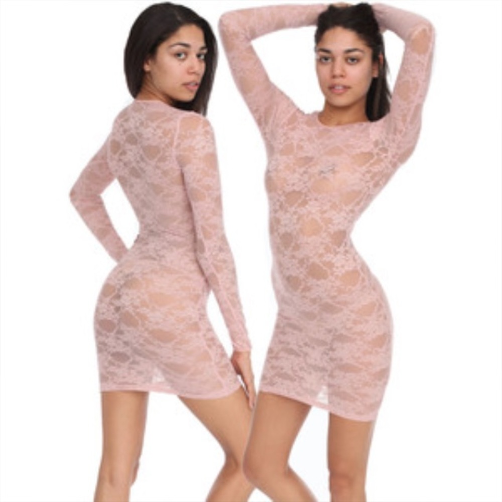 American Apparel Lace Dress in Pastel Pink