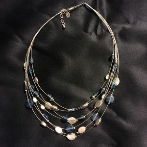 Lia Sophia Blue and Silver Multistrand Necklace
