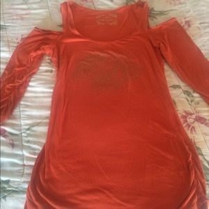 Women's BaBy Phat Orange cold shoulder top size XL