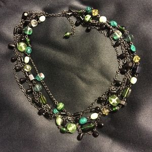 Lia Sophia Green and Black Beaded Necklace