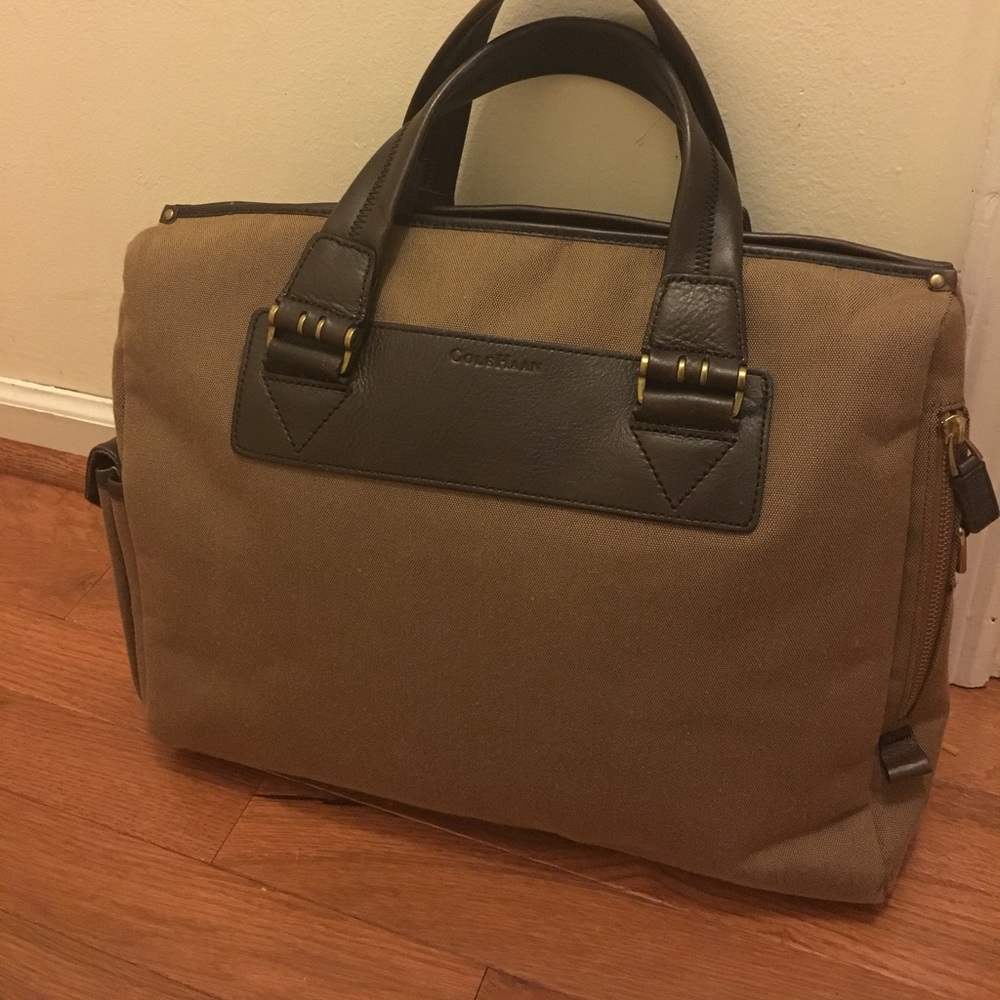 Cole Haan canvas and leather laptop bag