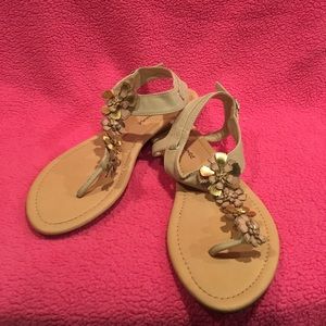 Gold and Pink Floral Sandal