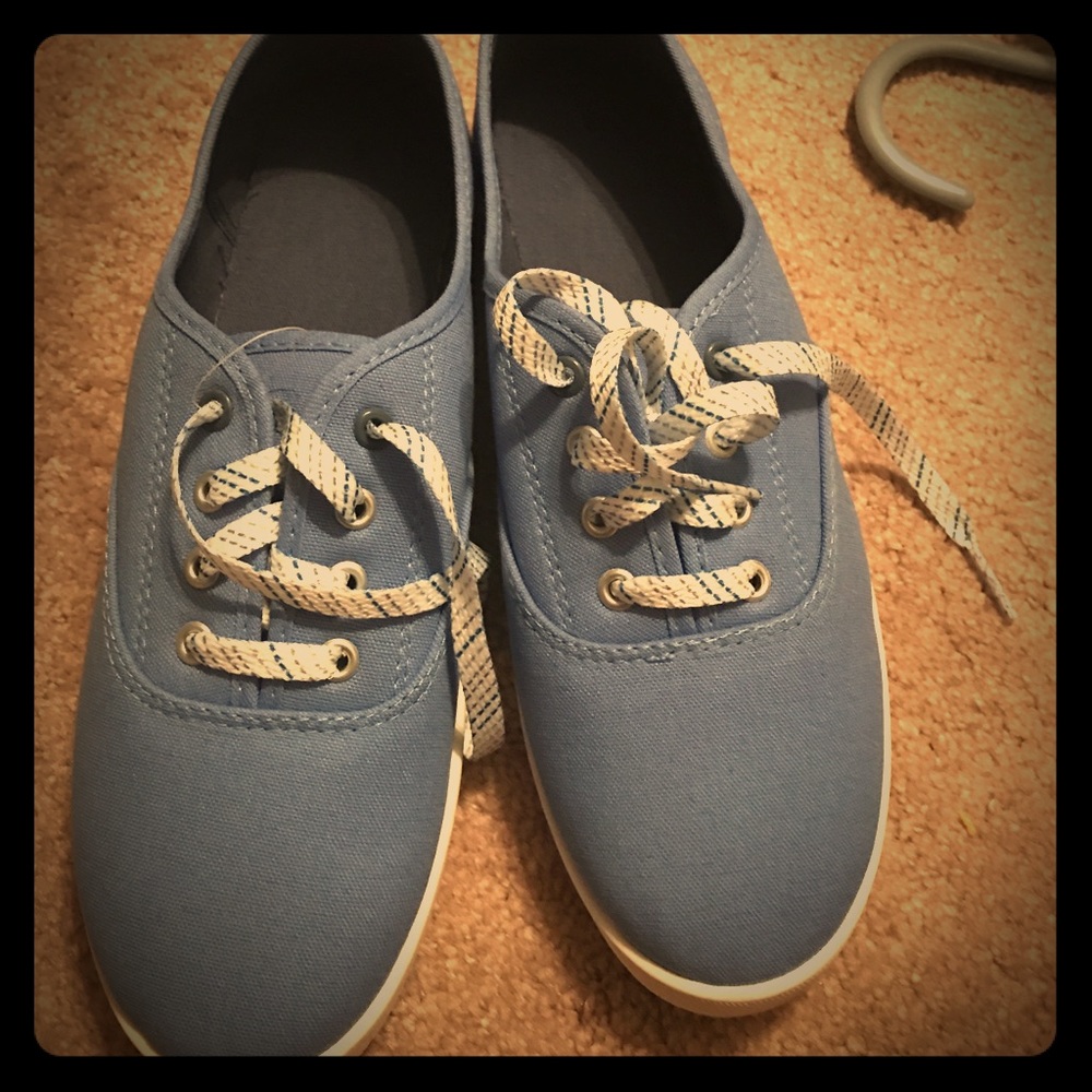 Blue Sneakers with White Laces