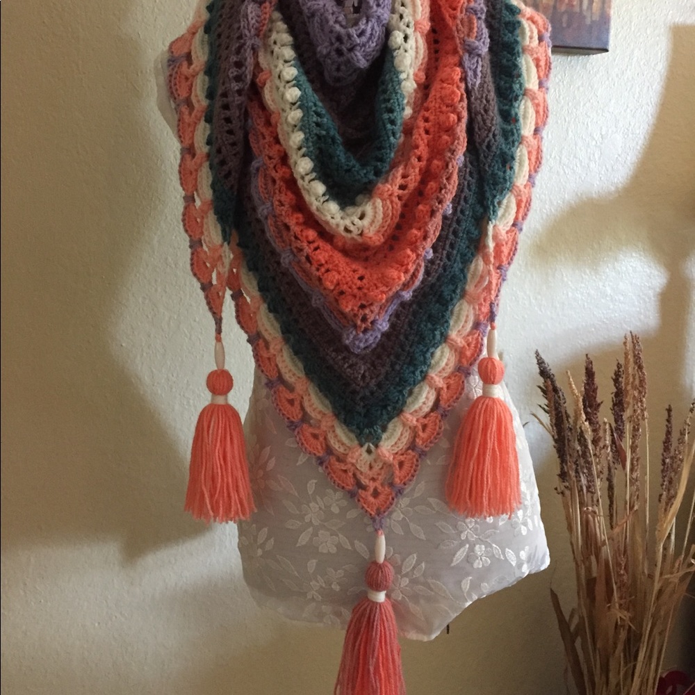 Hand crocheted shawl/scarf