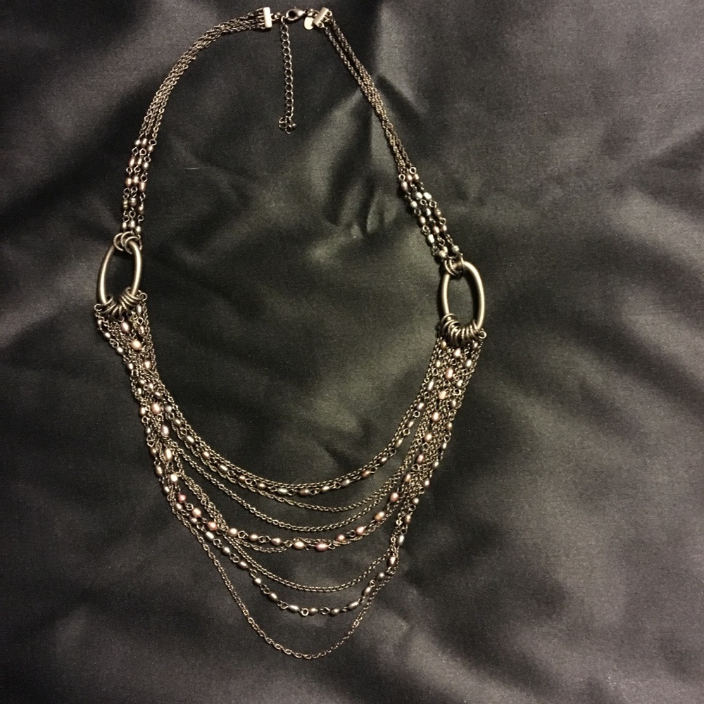 Lia Sophia Pewter and Freshwater Pearl Necklace