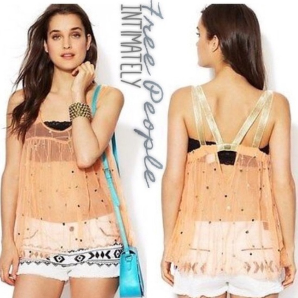 NWT Free People Embellished Swing Apricot Cami