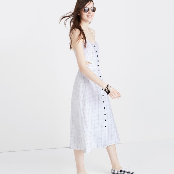 Madewell Dresses & Skirts - Madewell Windowpane Cutout Cami Midi Dress