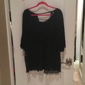 Free People black lace velvet tunic.