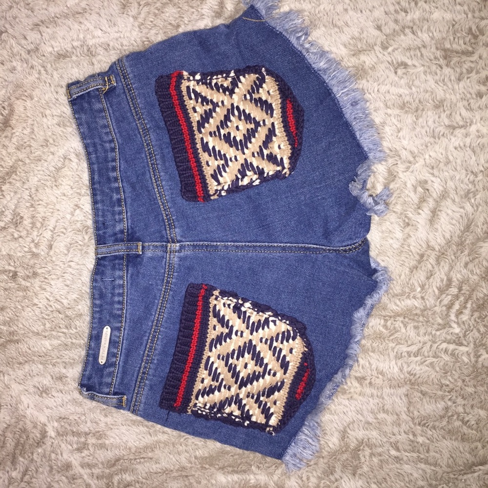 Jean shorts with pocket print