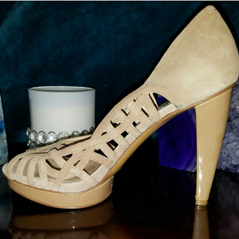 Nine West nude platform cage/strappy heels