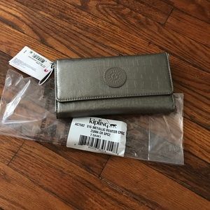 Kipling Wallet metallic pewter croc