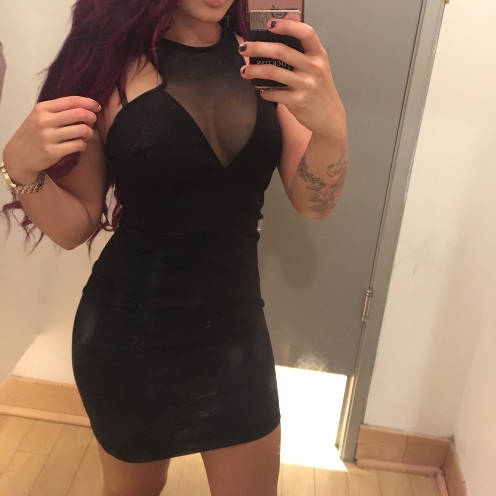 Black mesh clubbing dress