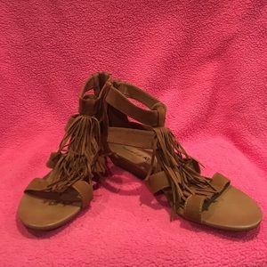 American Eagle Tan Fringe Sandals