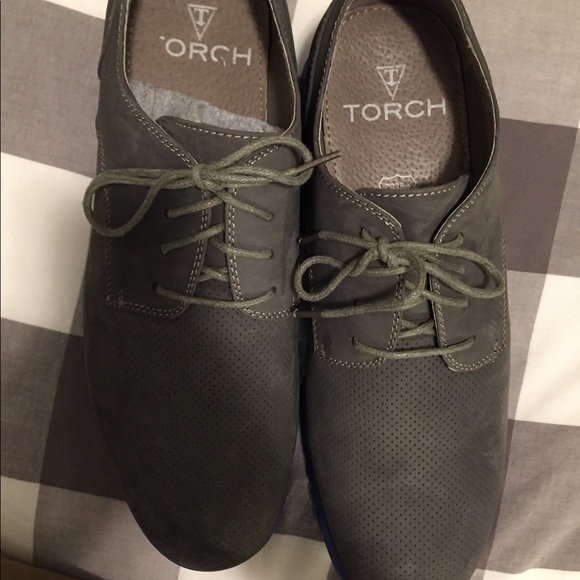 TORCH grey suede oxfords with blue soles - Picture 2 of 3