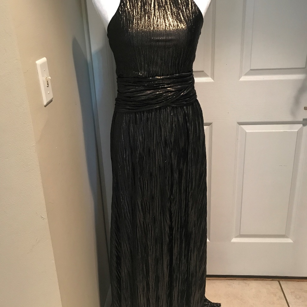 Alexis Maxi Dress Pleated asymetrical hem Bronze