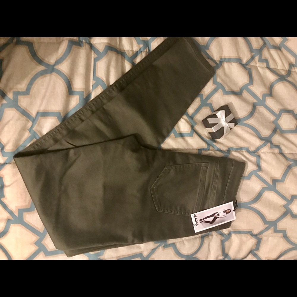 Olive green skinny pants