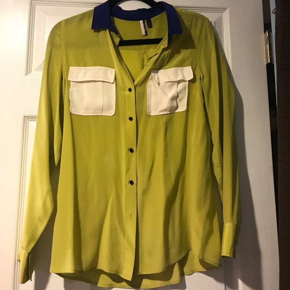 Color block button-down blouse