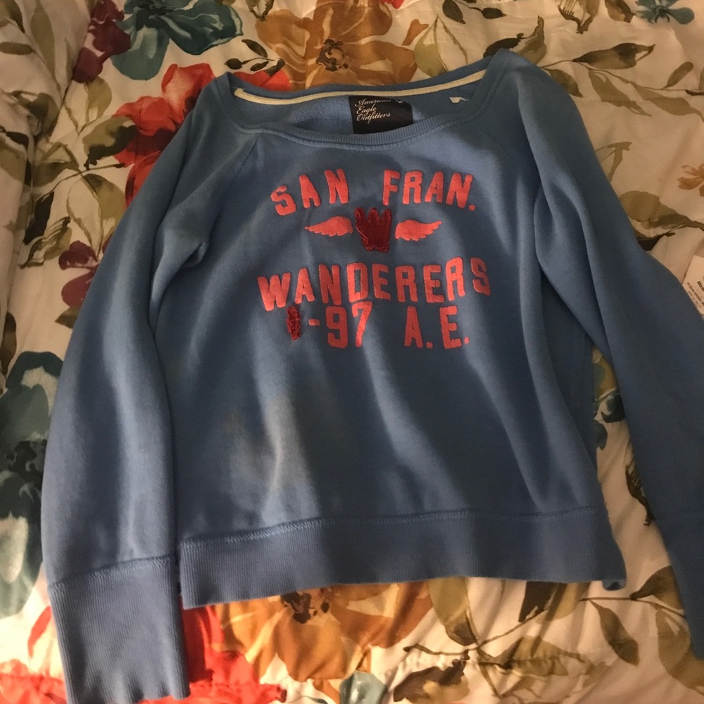 Blue American eagle pull over sweater
