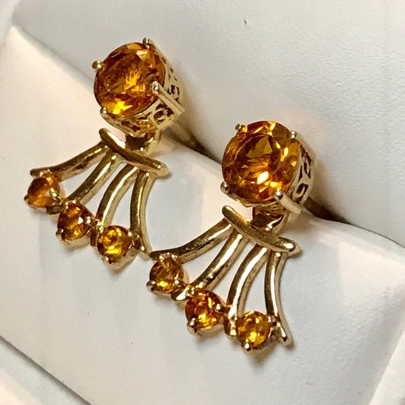 Sparkly Santa Ana Madeira Citrine Skirt Earrings - Picture 1 of 7