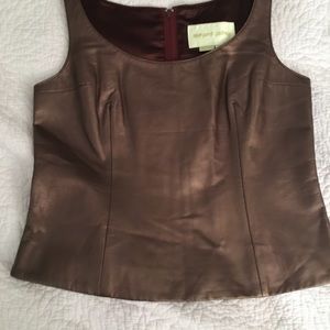Burgundy shiny 100% leather vest brand new
