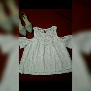 Lace cold shoulder top