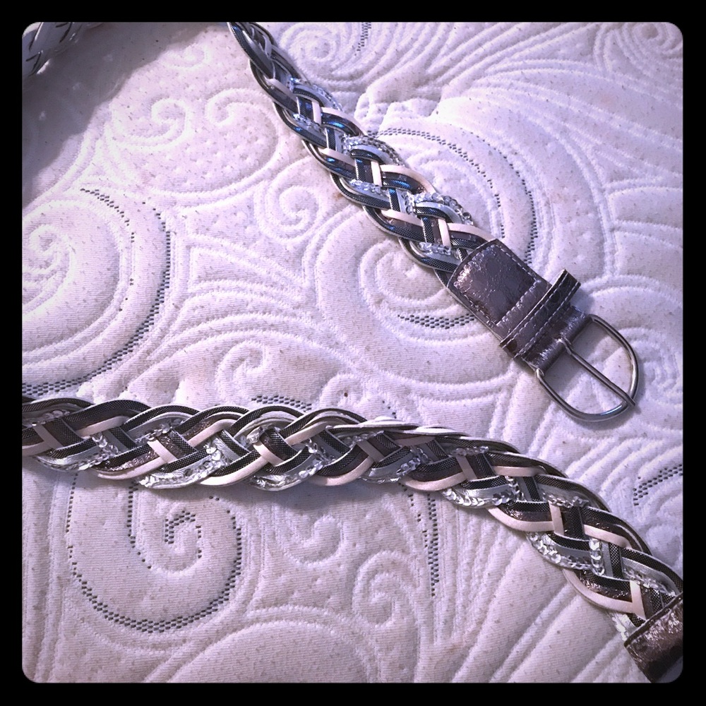 Gray and White Belt with Sparkles