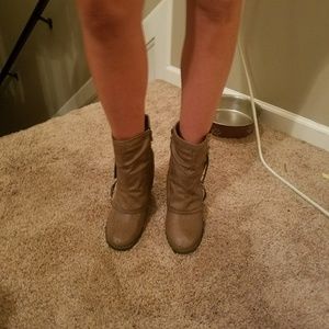 Tan heeled booties
