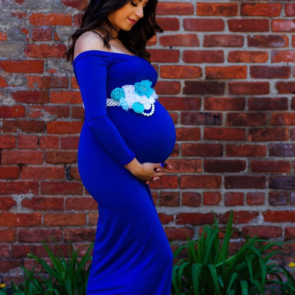 Royal blue Off shoulders Maternity Gown