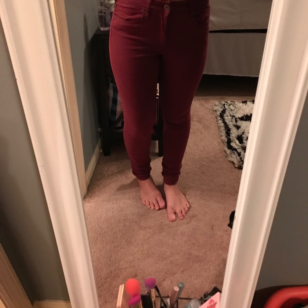 Maroon pacsun/ bullhead high waisted skinny jeans