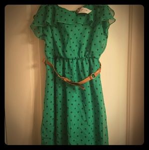Green polka dot dress