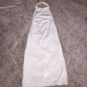 NWT! Halter backless bodycon white sequin dress
