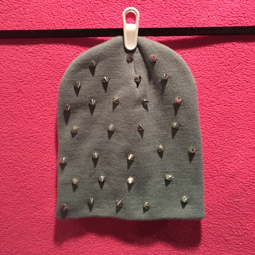 Grey Studded Beanie