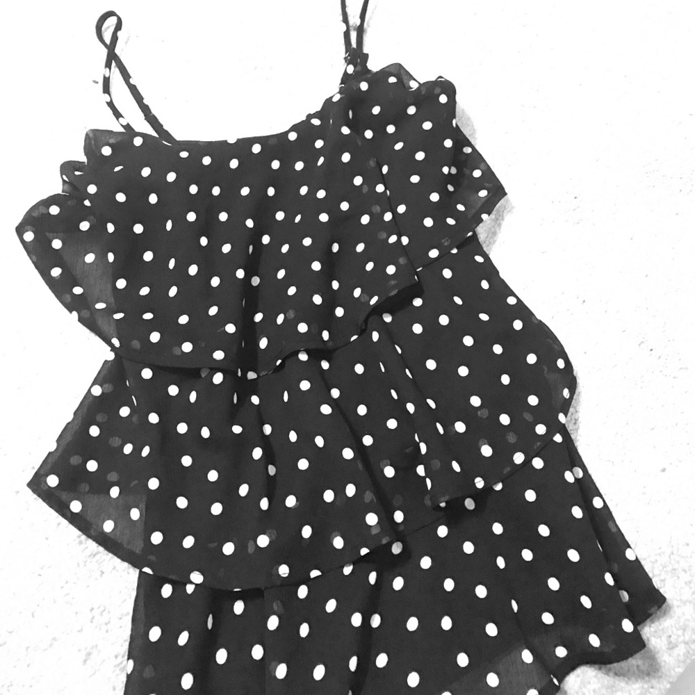 Layered Black & Polka Dot Spaghetti Strap top