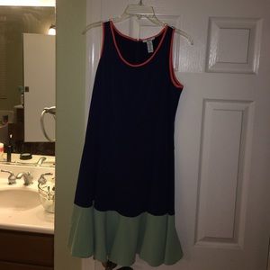 BAR III color block dress Navy/Mint w/ orange trim