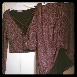 Pink sequins two piece set