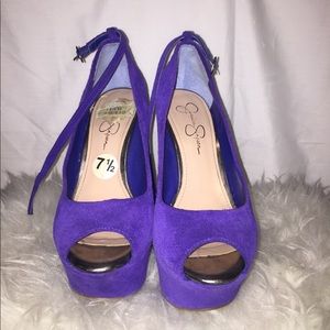 Jessica Simpson Purple Strapped Wedge