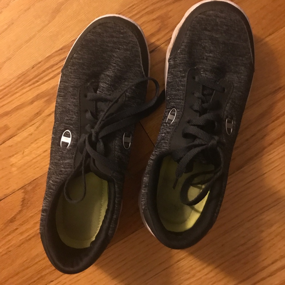 Grey and black running shoes