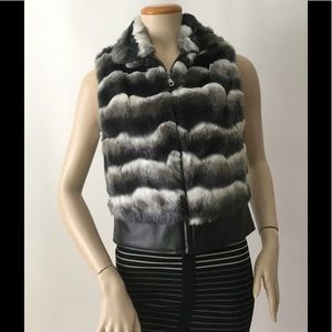 Bebe Faux fur & Leather Zipper Vest