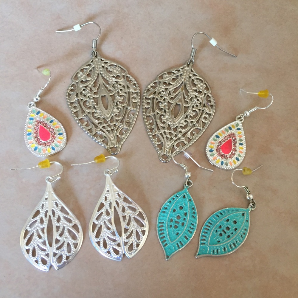 Various dangle teardrop earrings