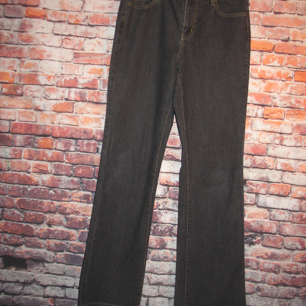 CABI-SZ 6-FLARE-DK WASH-SLIDE PKTS-WON COND